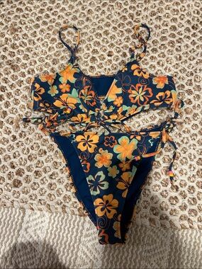 PAC sun Two-Piece Swim Bikini — Orange & Yellow Flowers